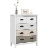 HOMCOM Kommode mit 5 Schubladen Griff Kippschutz Weiß 70 x 38 x 85 cm* Kommode