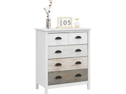 HOMCOM Kommode mit 5 Schubladen Griff Kippschutz Weiß 70 x 38 x 85 cm* Kommode