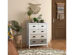 HOMCOM Kommode mit 5 Schubladen Griff Kippschutz Weiß 70 x 38 x 85 cm* Kommode