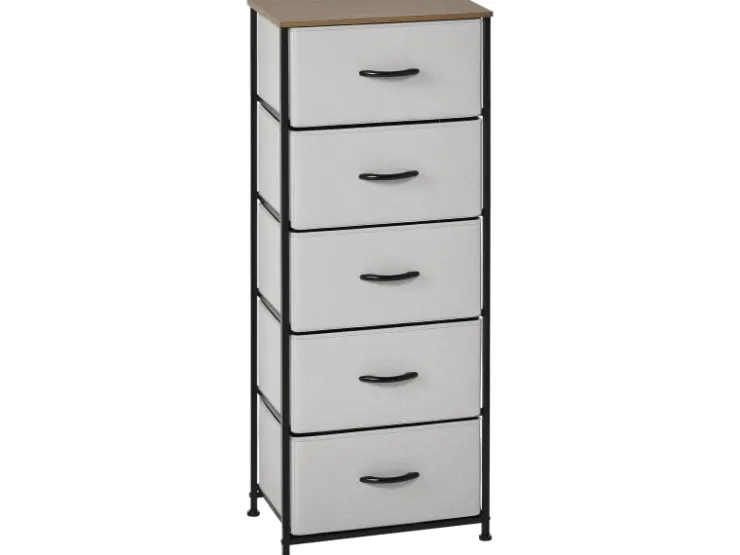 HOMCOM Kommode Sideboard mit 5 Klappbaren Schubladenschrank Grau* Kommode