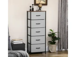 HOMCOM Kommode Sideboard mit 5 Klappbaren Schubladenschrank Grau* Kommode