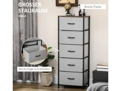 HOMCOM Kommode Sideboard mit 5 Klappbaren Schubladenschrank Grau* Kommode