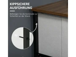 HOMCOM Kommode Sideboard mit 5 Klappbaren Schubladenschrank Grau* Kommode