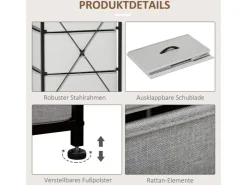 HOMCOM Kommode Sideboard mit 5 Klappbaren Schubladenschrank Grau* Kommode