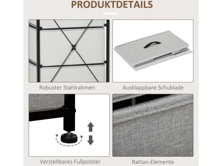 HOMCOM Kommode Sideboard mit 5 Klappbaren Schubladenschrank Grau* Kommode