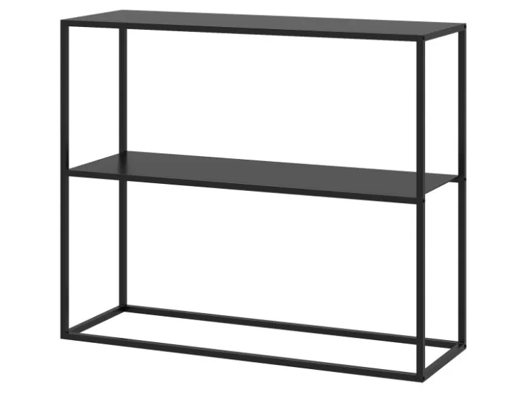 HOMCOM Konsolentisch mit 2 Ebenen Kippschutz Stahl 90 x 30 x 75 cm Schwarz* Tische