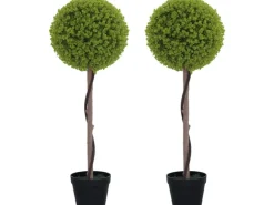 HOMCOM Kunstpflanze 2er-Set Kunststoff Zement Ø28 x 90 cm* Kunstpflanzen