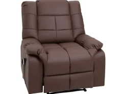 HOMCOM Massagesessel Elektrisch Kunstleder Holz Stahl Braun 94 x 99 x 99 cm