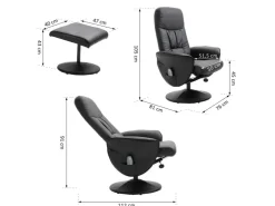 HOMCOM Massagesessel mit Fußhocker Stauraum Liegefunktion Schwarz 76 x 81 x 105 cm* Hocker