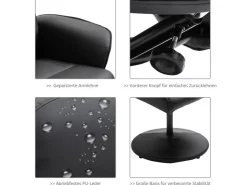 HOMCOM Massagesessel mit Fußhocker Stauraum Liegefunktion Schwarz 76 x 81 x 105 cm* Hocker