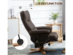 HOMCOM Massagesessel mit Fußhocker 145 Grad Neigbar Braun 80 x 86 x 99 cm* Sessel|Hocker
