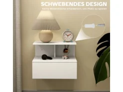 HOMCOM Nachttisch Hängend Beistelltisch für Schlafzimmer Wohnzimmer