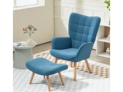 HOMCOM Ohrensessel mit Hocker für Wohnzimmer Kord 72L x 80B x 101H cm