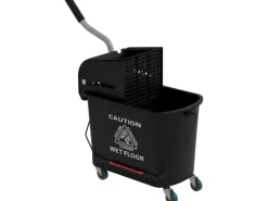 HOMCOM Putzwagen mit Wischmopp Kunststoff Schwarz 60L x 27B x 70,5H cm* Reinigung