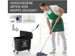 HOMCOM Putzwagen mit Wischmopp Kunststoff Schwarz 60L x 27B x 70,5H cm* Reinigung