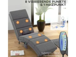 HOMCOM Relaxliege mit Massagefunktion Rückenlehne mit 5 Modi Kissen Dunkelgrau* Sessel