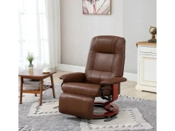 HOMCOM Relaxsessel Drehbar mit Liegefunktion Fußstütze Armlehne Kunstleder Braun* Sessel