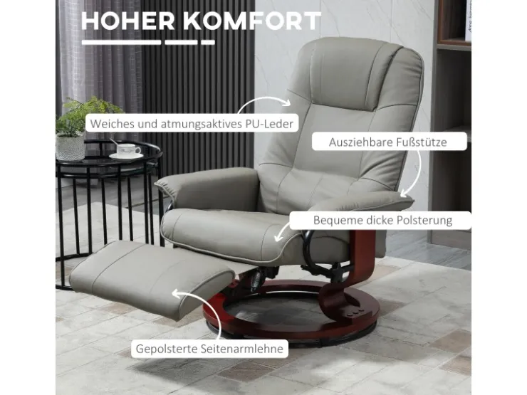 HOMCOM Relaxsessel Kunstleder Schaumstoff L78 x B87 x H100 cm* Sessel