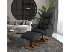 HOMCOM Relaxsessel mit Hocker 130 Grad Neigbar Kunstleder Schwarz 77 x 89 x 110 cm* Sessel|Hocker