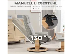 HOMCOM Relaxsessel mit Hocker Drehbar mit Liegefunktion Belatbar Kunstleder Grau* Sessel