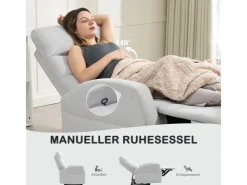 HOMCOM Relaxsessel mit Liegefunktion Polyester 76L x 93B x 103H cm Hellgrau