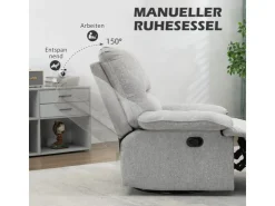 HOMCOM Relaxsessel mit Liegefunktion Leinenoptik Federkernsystem* Sessel