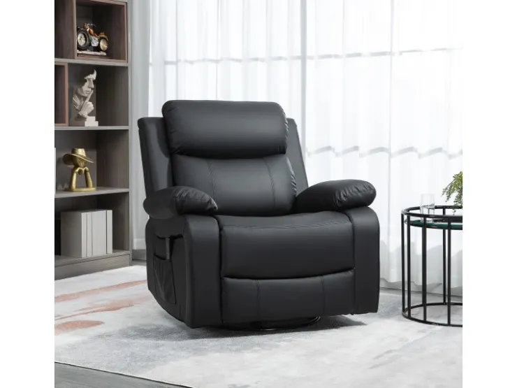 HOMCOM Relaxsessel mit Massagefunktion Elektrisch Kunstleder Schwarz