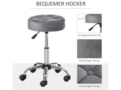 HOMCOM Salonstuhl mit Rädern Drehbar 35 x 35 x 49-61cm