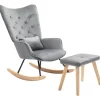 HOMCOM Schaukelsessel mit Hocker Samt Dunkelgrau 66L x 96B x 101H cm* Hocker