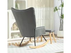 HOMCOM Schaukelsessel mit Hocker Samt Dunkelgrau 66L x 96B x 101H cm* Hocker