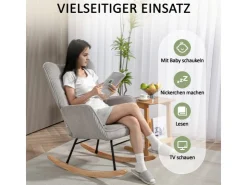 HOMCOM Schaukelstuhl Kord Buchenholz Stahl Schaumstoff