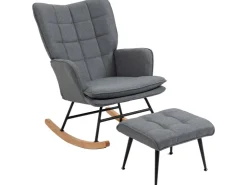 HOMCOM Schaukelstuhl mit Hocker* Hocker