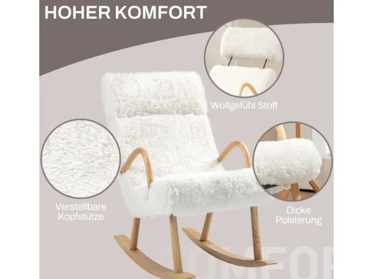 HOMCOM Schaukelstuhl mit Wollenoptik* Sessel
