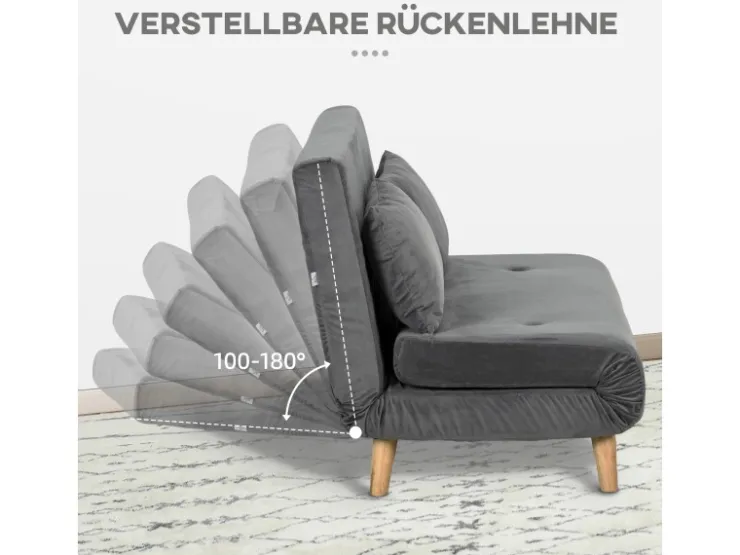HOMCOM Schlafsessel mit Bettfunktion Kissen und Verstellbarer Rückenlehne* Sessel|Kissen