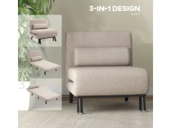 HOMCOM Schlafsessel Stahl Polyester 75L x 70B x 75H cm* Kissenbezüge