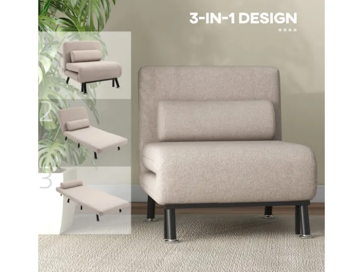 HOMCOM Schlafsessel Stahl Polyester 75L x 70B x 75H cm* Kissenbezüge
