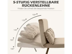 HOMCOM Schlafsofa mit Bettfunktion Rückenkissen 102 x 73 x 81 cm