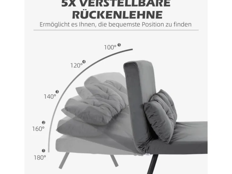 HOMCOM Schlafsofa mit Bettfunktion Rückenkissen 102B x 73T x 81H cm