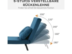 HOMCOM Schlafsofa mit Rückenkissen Stahl Polyester Blau 63L x 73B x 81H cm* Sofas