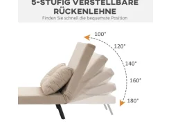 HOMCOM Schlafsofa mit Rückenkissen Stahl Polyester Beige 63L x 73B x 81H cm* Sofas