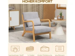 HOMCOM Sessel mit Armlehne Polyester Grau 61B x 78T x 76H cm* Kissen|Sessel