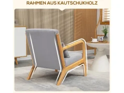 HOMCOM Sessel mit Armlehne Polyester Grau 61B x 78T x 76H cm* Kissen|Sessel