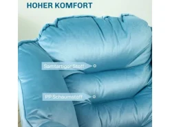 HOMCOM Sessel mit Seitentasche Polyester Blau 80L x 78B x 100H cm
