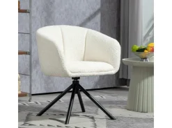 HOMCOM Sessel Polyester Metall Cremeweiß 58,5L x 59B x 78,5H cm