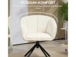 HOMCOM Sessel Polyester Metall Cremeweiß 58,5L x 59B x 78,5H cm