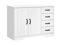 HOMCOM Sideboard mit 4 Schubladen Verstellbarem Einlegeboden Weiß 105 x 40 x 76 cm* Sideboards