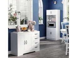 HOMCOM Sideboard mit 4 Schubladen Verstellbarem Einlegeboden Weiß 105 x 40 x 76 cm* Sideboards