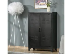 HOMCOM Sideboard mit 2 Verstellbaren Einlegeböden Schwarz 75 x 33 x 110 cm* Bücherregale