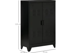 HOMCOM Sideboard mit 2 Verstellbaren Einlegeböden Schwarz 75 x 33 x 110 cm* Bücherregale