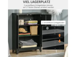 HOMCOM Sideboard mit 2 Verstellbaren Einlegeböden Schwarz 75 x 33 x 110 cm* Bücherregale